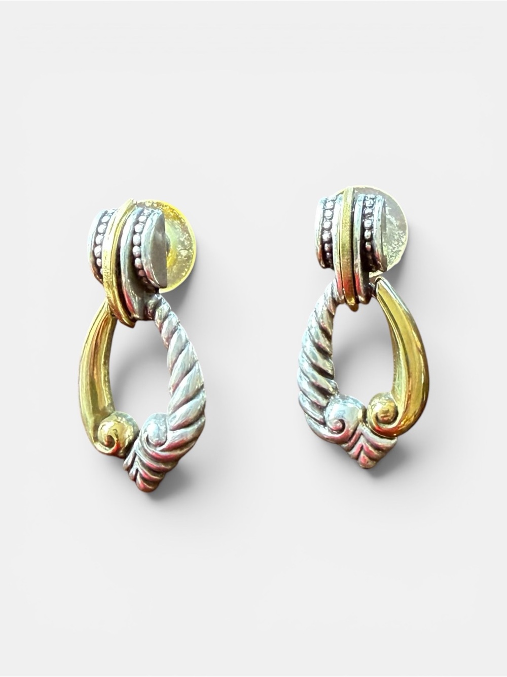 Brighton Two-Tone Gold and Silver Open Heart Swirl Drop Earrings